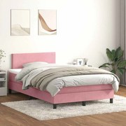 Cama com molas/colchão 120x220 cm veludo rosa