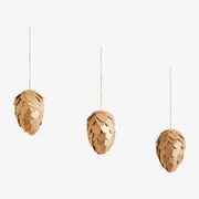 Pack De 3 Enfeites De Natal Em Papel Elysia Amarelho Ouro - Sklum