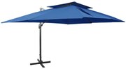 Guarda-sol cantilever com toldo duplo 400x300 cm azul-ciano