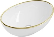 Mexen Elza lavatório de bancada 40 x 33 cm, branco/borda dourada - 21014005