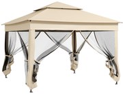 Outsunny Tenda Dobrável Exterior Teto Duplo Rede Mosquiteira Amovível Proteção UV Jardim Pátio Resistente 325x325x270 cm Creme | Aosom Portugal
