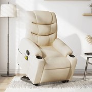 vidaXL Poltrona elevatória de massagens tecido cor creme