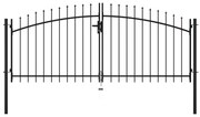 vidaXL Portão de cerca com porta dupla e topo em lanças 300x150 cm