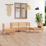 4 pcs conjunto lounge de jardim pinho maciço