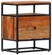 vidaXL Mesa de cabeceira 40x30x50 cm madeira recuperada maciça e aço