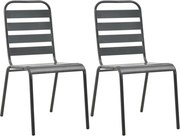 vidaXL Cadeiras de exterior empilháveis 2 pcs aço cinzento