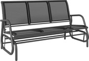 Outsunny Banco de Balanço para Jardim de 3 Lugares Banco de Baloiço com Apoios de Braços Capacidade 300 kg 151x75x85 cm Preto | Aosom Portugal