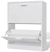 vidaXL Sapateira com 2 compartimentos madeira branco