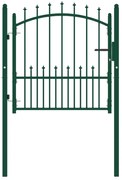 vidaXL Portão para cerca com espetos 100x100 cm aço verde