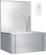 vidaXL Lavatório com torneira aço inoxidável e dispensador de sabonete