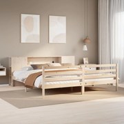 vidaXL Cama com estante sem colchão 180x200 cm pinho maciço