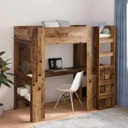 vidaXL Estrutura de Cama Loft com Mesa Madeira antiga 90 x 190 cm