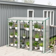 Estufa Pequena com Prateleiras de 3 Níveis Portas com Fecho de Correr Estufa para Cultivar 215x46x151 cm Branco