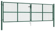 vidaXL Portão de jardim em rede 390x125 cm aço verde