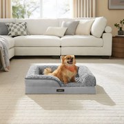Cama ortopédica para cães com revestimento em pelúcia 71 x 58 x 16 cm Cinzento