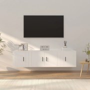 Conjunto móveis de TV 3 pcs madeira processada branco