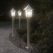 vidaXL Candeeiros de chão para exterior 3 pcs 80 cm aço inox. prateado
