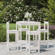 vidaXL 5 pcs conjunto de bar para jardim pinho maciço branco