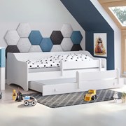 Cama infantil dupla Erik II 160x80 - puxador branco - colchão e estrado incluído
