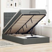 vidaXL Estrutura cama otomana colchão 120x200cm tecido cinzento escuro