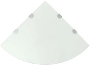 vidaXL Prateleira canto, suportes cromados, vidro branco 45x45cm