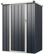 Galpão de armazenamento externo de metal de 7,5 x 6,3 pés com porta com fechadura - cinza