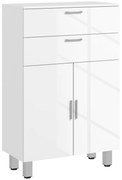 Kleankin Móvel Auxiliar de Casa de Banho Armário de Casa de Banho 2 Gavetas e Armário 2 Prateleiras Ajustáveis 60x30x93 cm Branco | Aosom Portugal