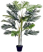 Outsunny Palmeira Artificial 150cm com Aspecto Realista Planta Artificial Decorativa com Vaso Casa Varanda Jardim Verde