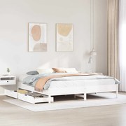 Cama sem colchão 200x200 cm madeira de pinho maciça branco