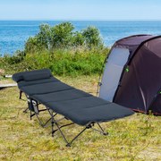 Cama dobrável de campismo para viagem com colchão removível e travesseiro com carga de 150 kg Espreguiçadeira portátil para adultos 185 x 65 x 41-53 c