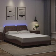 vidaXL Estrutura de cama com LED sem colchão Zadar 120x200cm castanho