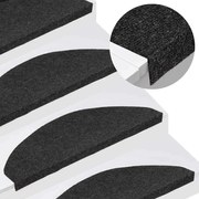 vidaXL Tapetes de escada adesivos 20 pcs 65x22,5x3,5 cm preto