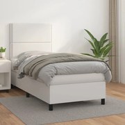 Cama com molas/colchão 80x200 cm couro artificial branco