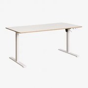 Escrivaninha Elevatória Elétrica Retangular Com Função De Memória Em Madeira E Ferro Serpi Madeira Branca & ↔︎ 160 Cm & Branco - Sklum