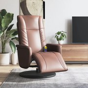 Poltrona massagens recl. c/ apoio pés couro artificial castanho