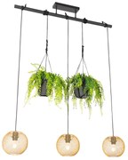 Candeeiro suspenso industrial dourado 3 luzes - Flor Industrial