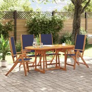 vidaXL 5 pcs conjunto de jantar para jardim acácia maciça e textilene