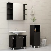 vidaXL 3 pcs conjunto de móveis de casa de banho contraplacado preto