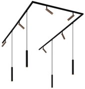 Sistema de iluminação de trilho moderno com 6 focos e 4 pendentes bronze escuro monofásico - Slimline Uzzy Keno