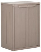 vidaXL Móvel arrumação p/ jardim 65x45x88cm PP aspeto madeira castanho