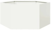vidaXL Vaso/floreira de jardim hexagonal 104x90x45 cm aço branco