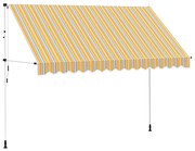 vidaXL Toldo retrátil manual 350 cm riscas amarelas e azuis