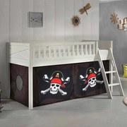 Conjunto cama alta Infantil SCOTT + cortina de brincar PIRATA DAS CARAIBAS Branca