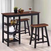 vidaXL Conjunto de bar 3 pcs MDF preto