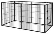 PawHut Parque para Cães de 6 Painéis com Largura Ajustável e Estrutura de Aço 82,5-150x79x81 cm Preto