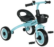 AIYAPLAY Triciclo para Crianças de 2 a 5 anos com Assento Ajustável Cesta Buzina e Pedais e 3 Rodas 70,5x53x58 cm Azul | Aosom Portugal