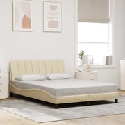 vidaXL Estrutura de cama sem colchão 140x200 cm tecido cor creme