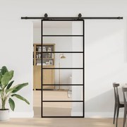 vidaXL Porta deslizante c/ conj. ferragens 90x205cm vidro ESG preto