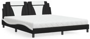 vidaXL Cama com colchão 180x200 cm couro artificial preto e branco