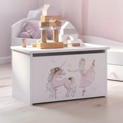 Baú para brinquedos branco Daria - unicórnio e princesa